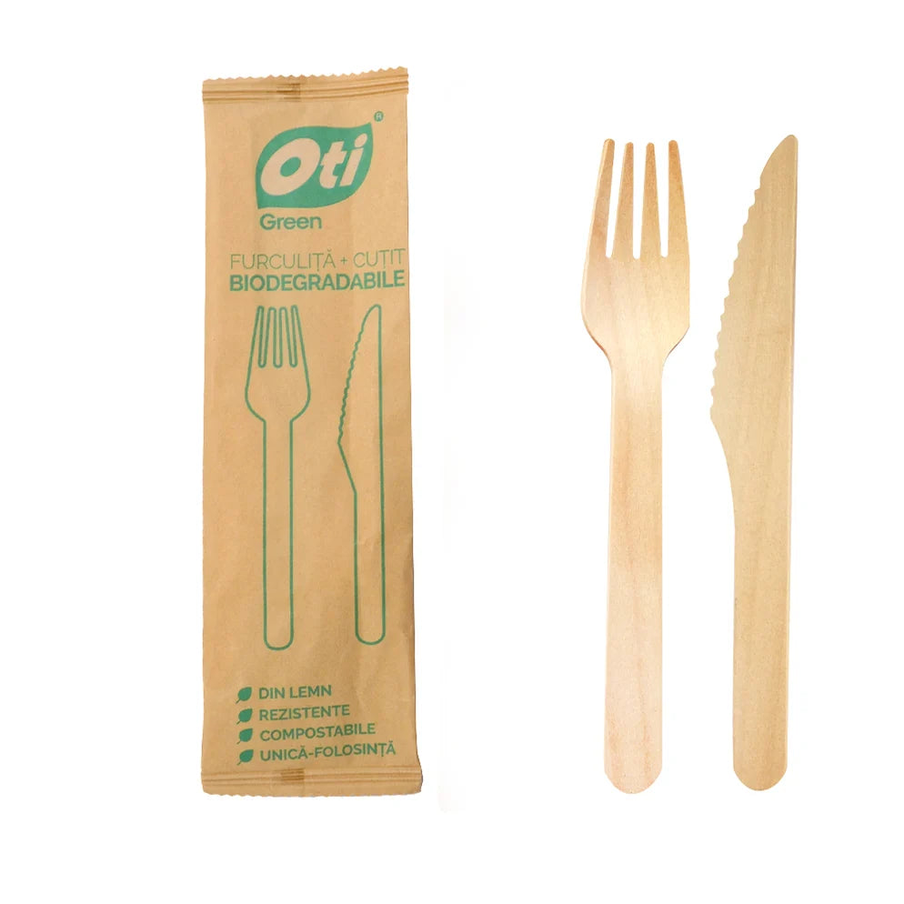 Set furculita si cutit biodegradabile, 50 buc/set - Oti