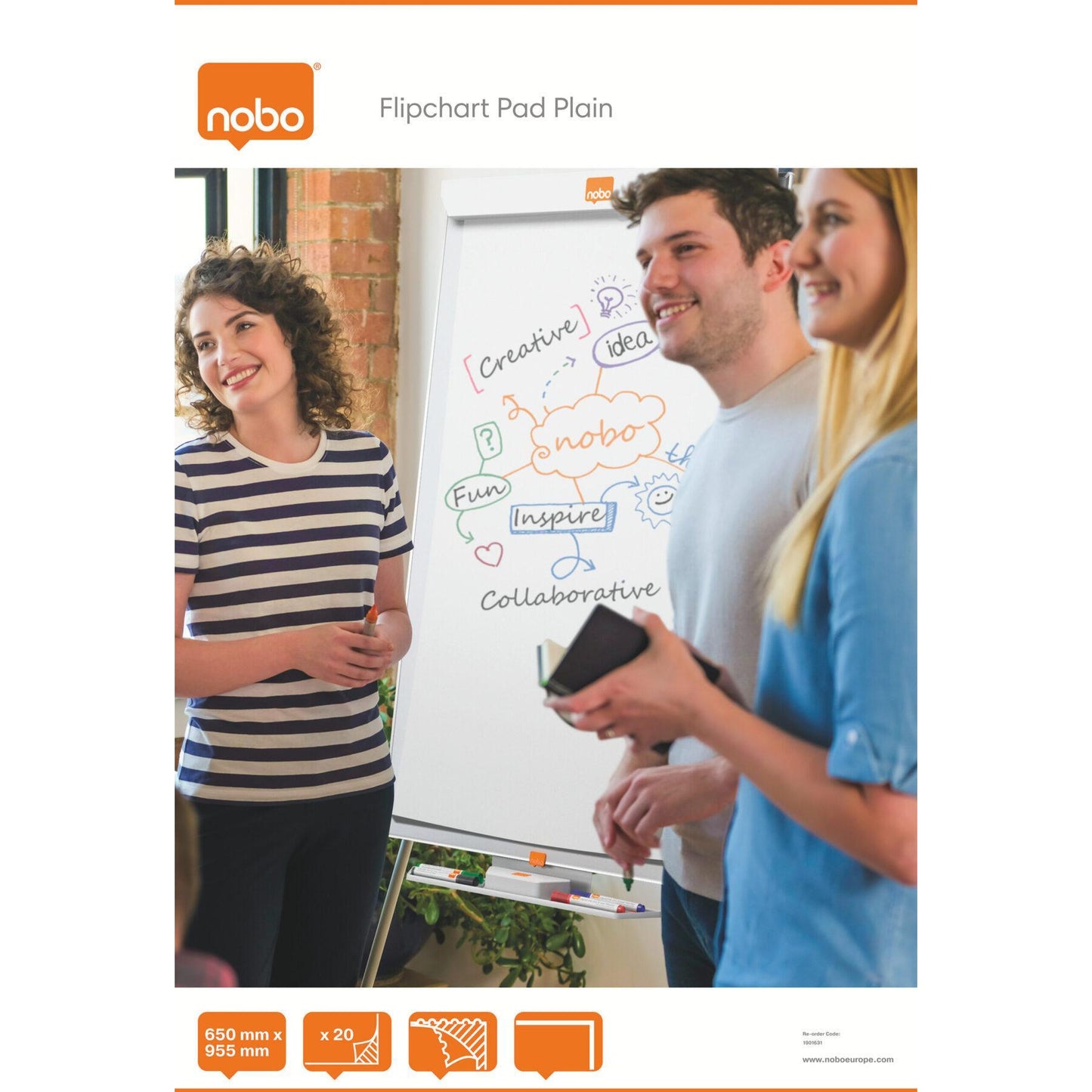 Hartie flipchart 65 x 95.5 cm 60G 20 file - NOBO