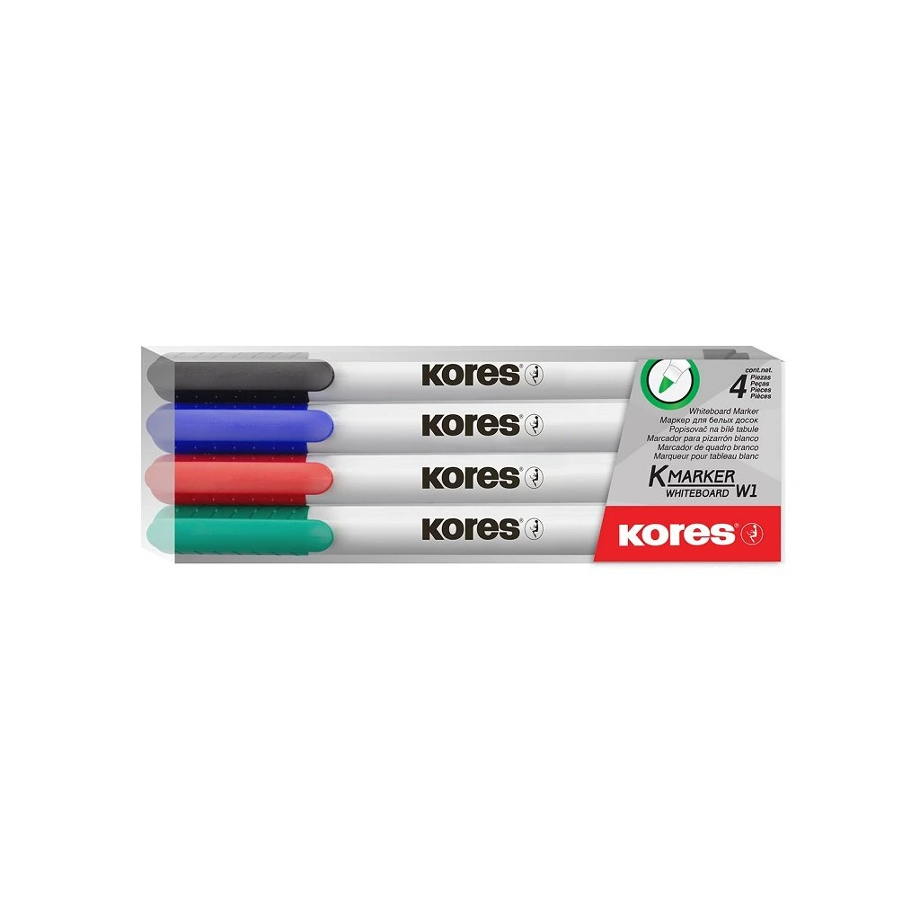 Marker whiteboard, 4 buc/set - KORES