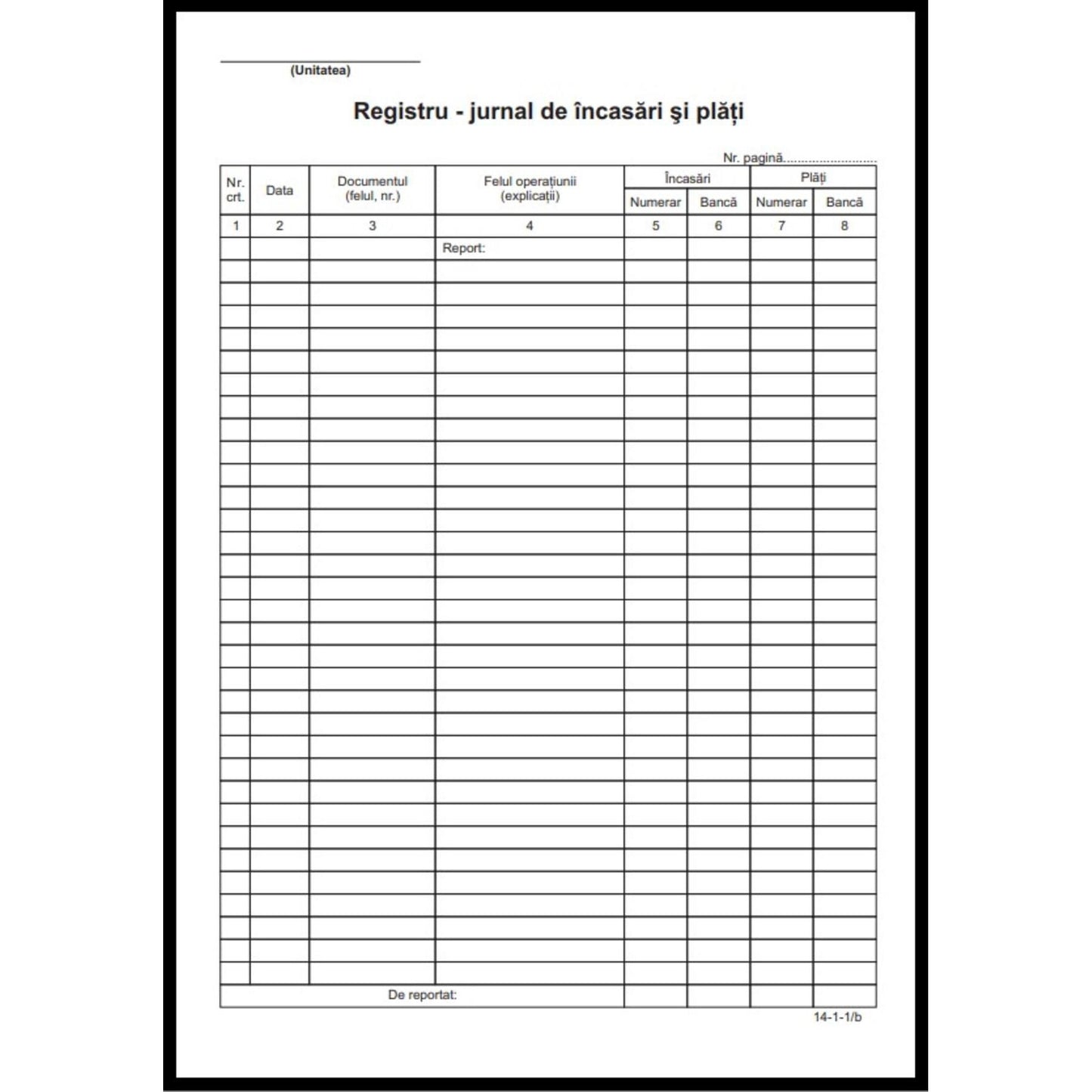 Registru jurnal incasari si plati - A4