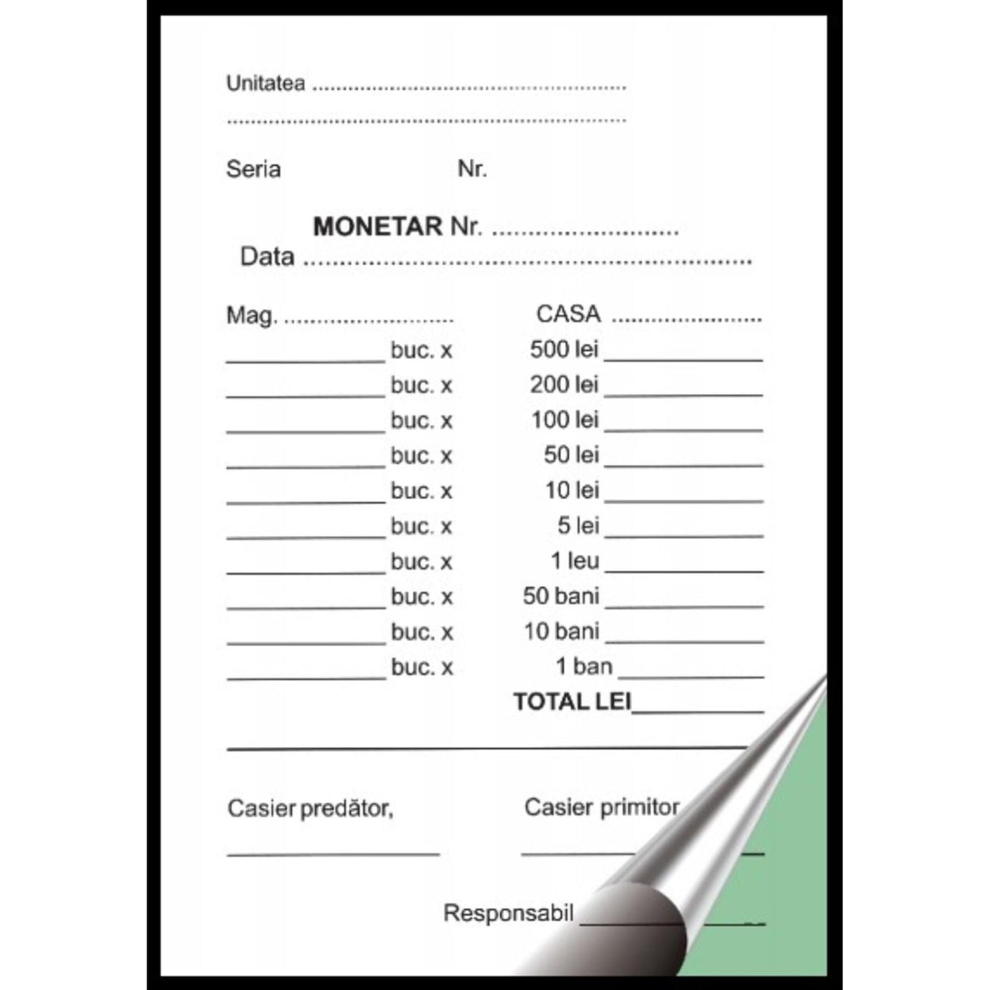 Monetar, 2 exemplare, autocopiativ - A6