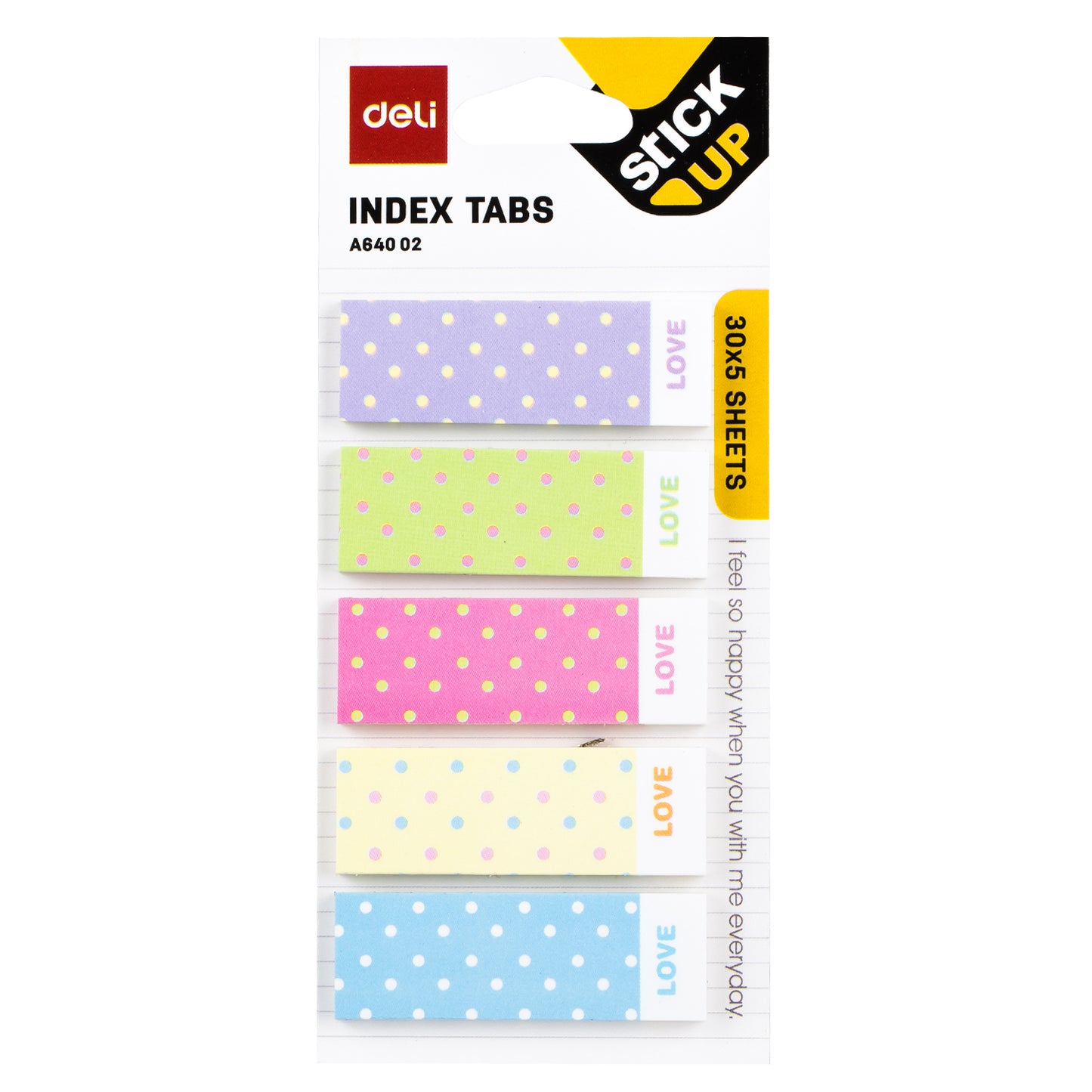 Index adeziv, hartie, 5 x 15 x 45 mm, 5 modele animale, buline, 30 file - Deli