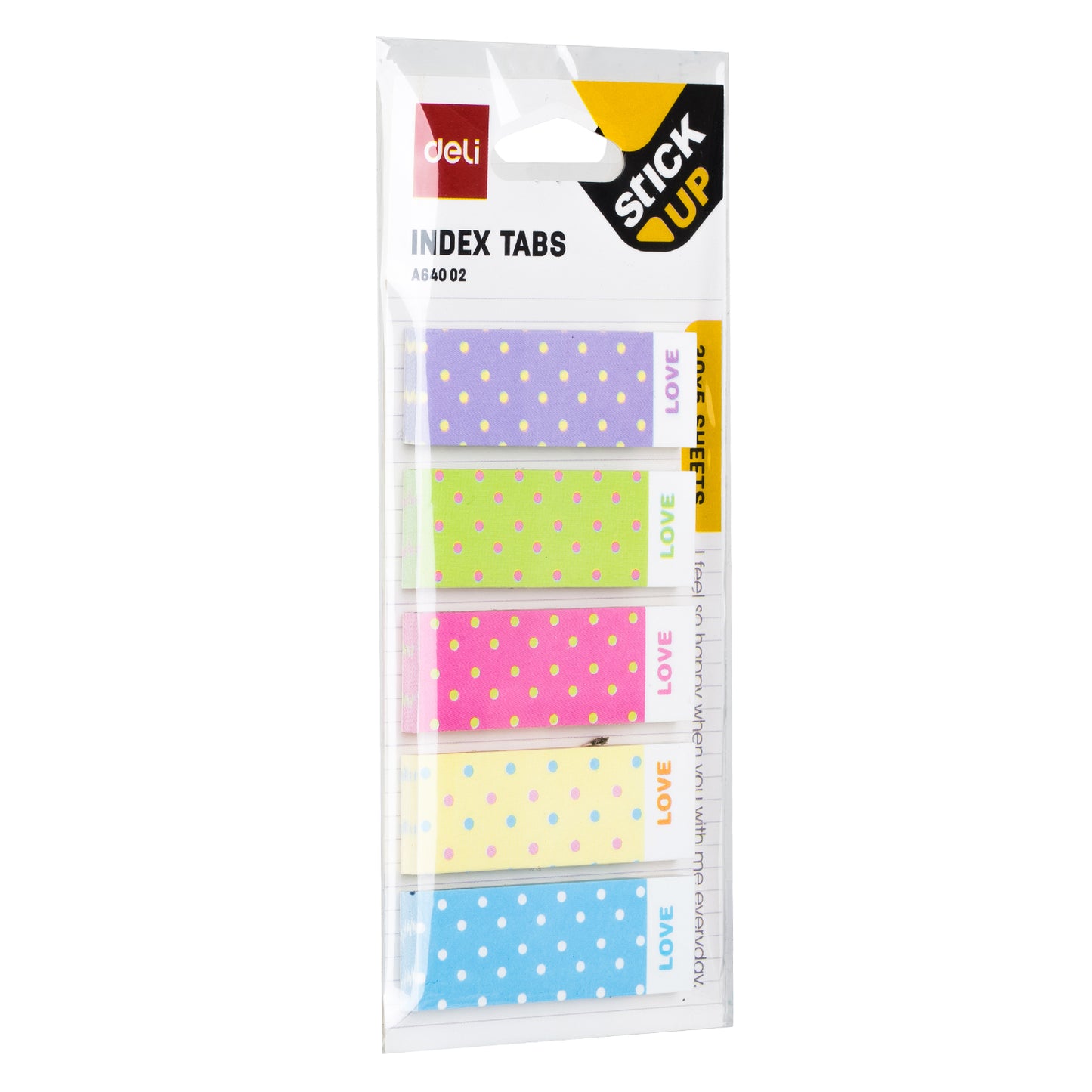 Index adeziv, hartie, 5 x 15 x 45 mm, 5 modele animale, buline, 30 file - Deli