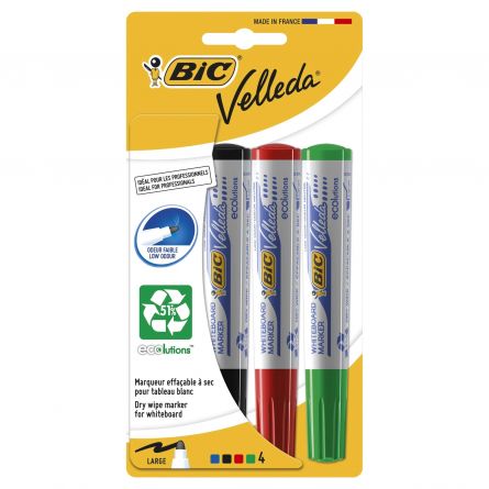 Marker whiteboard, 4 buc/set - Bic Velleda 1701