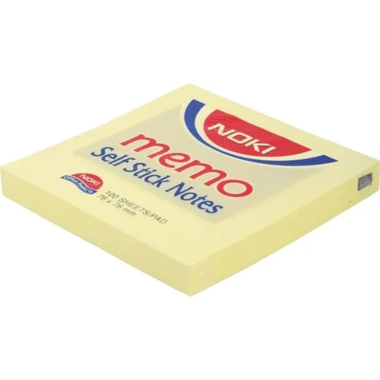 Notes adeziv, hartie, 76 x 76 mm, galben pastel, 100 file/set - Noki