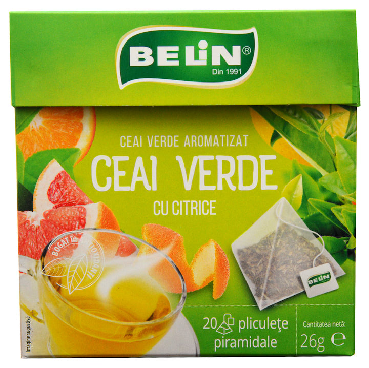 Ceai verde cu citrice, 20 plicuri, 26g - Belin