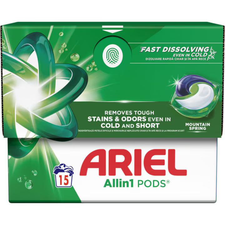 Detergent rufe, capsule 15buc/set Mountain Spring - Ariel