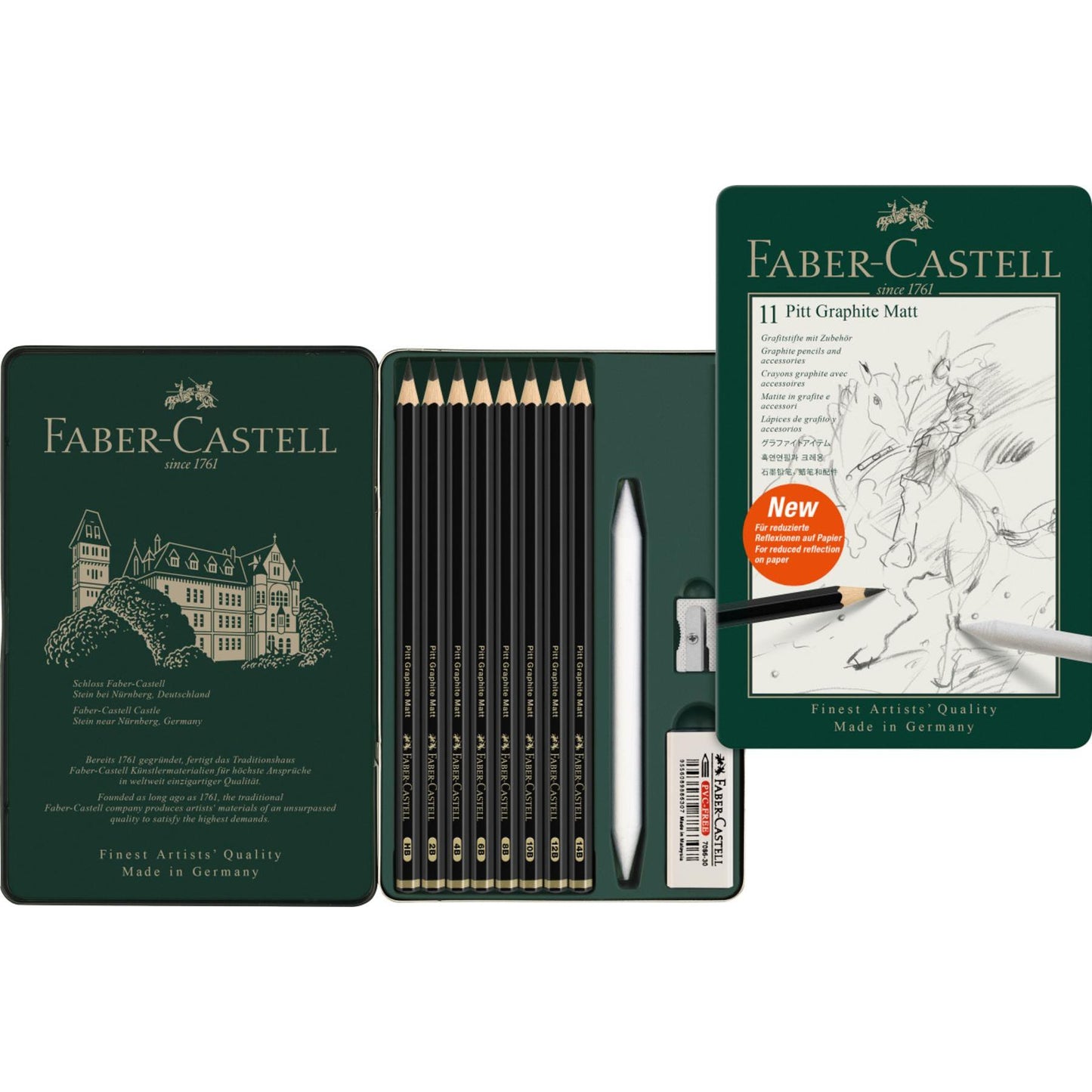 Creion grafit mat Pitt 11 buc/set - FABER CASTELL