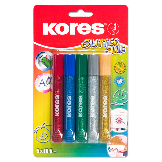Lipici lichid glitter 5 culori x 10.5ml - KORES