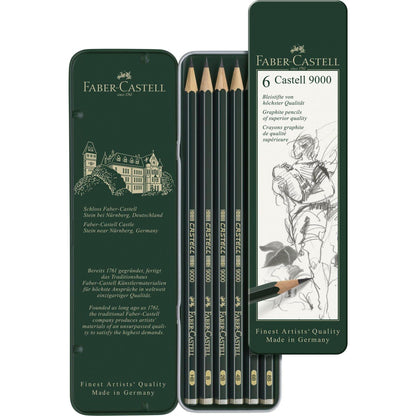 Creion grafit Castell 9000 6 buc/set - FABER CASTELL