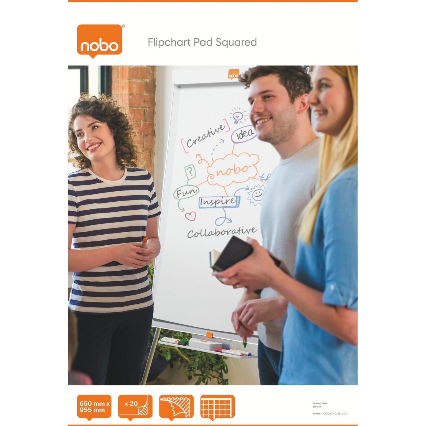 Hartie flipchart matem. 65 x 95.5 cm 60g 20 file - NOBO
