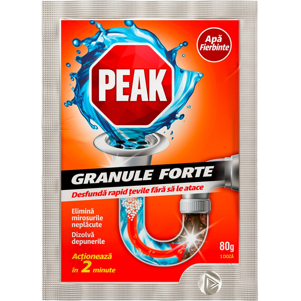 Granule desfundat tevi, cu apa fierbinte, 80g - Peak