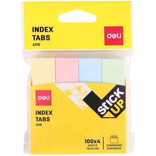 Index adeziv, hartie, 19 x 76 mm, 4 culori, 100 file - Deli