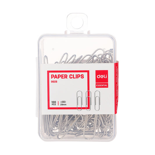 Agrafe metal, 29 mm, 100 buc/cutie plastic - Deli