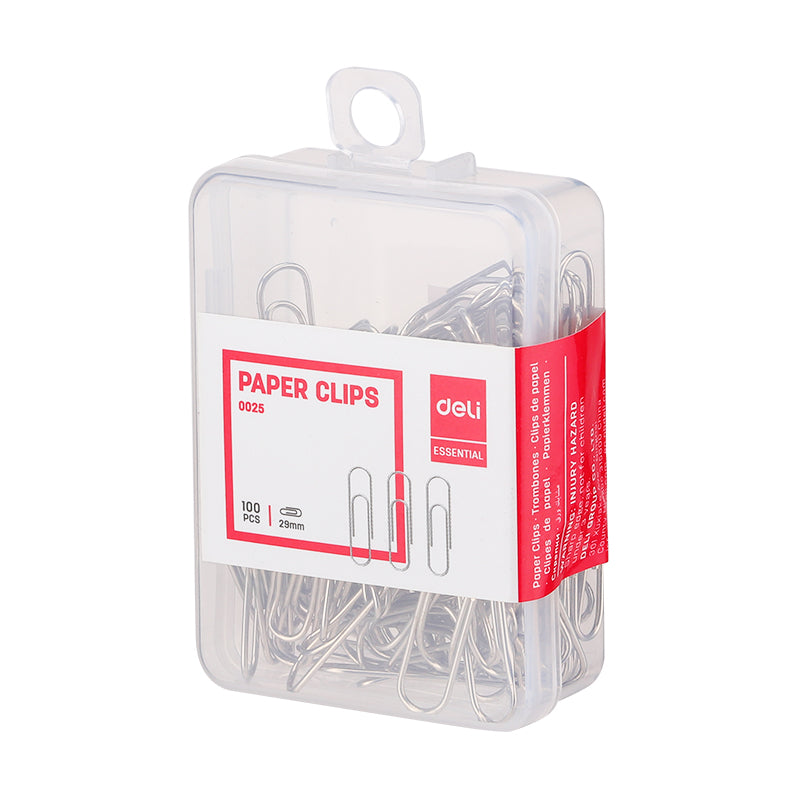 Agrafe metal, 29 mm, 100 buc/cutie plastic - Deli