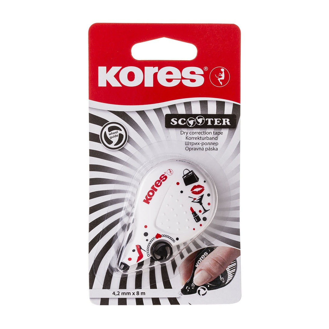 Banda corectoare, 4.2 mm x 8 m - KORES Scooter Black and White