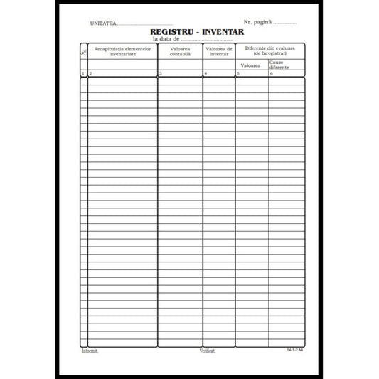 Registru inventar, vertical - A4