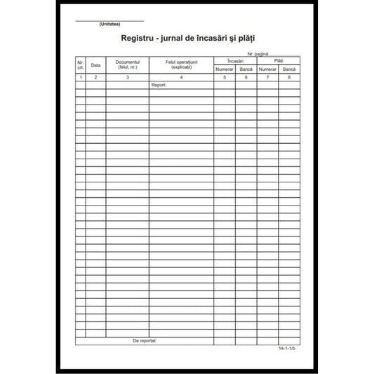 Registru jurnal incasari si plati - A4