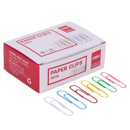 Agrafe metal, 33 mm, color,  100 buc/cutie - Deli