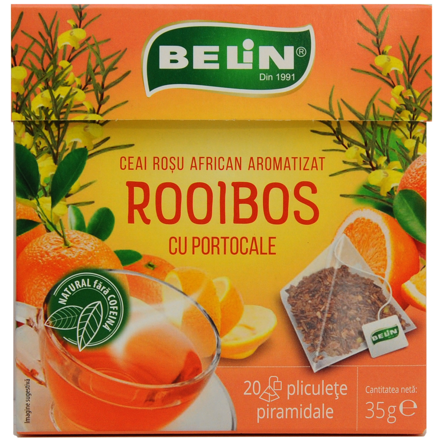 Ceai rooibos cu portocale,  20 plicuri, 35g - Belin