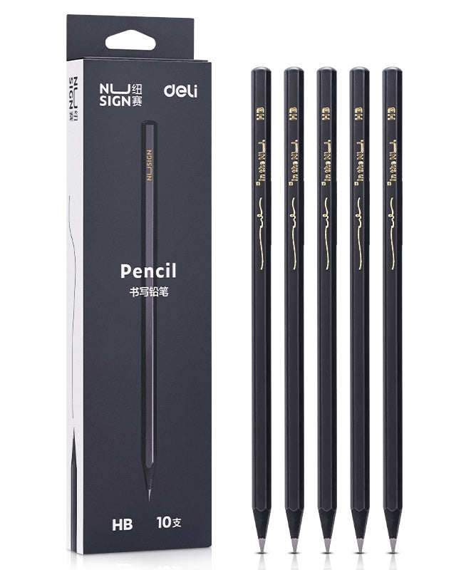 Creion grafit HB lemn negru 10 buc/set NUSIGN - DELI