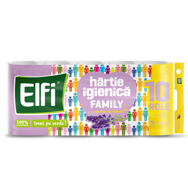 Hartie igienica, 10 role, 3 straturi - Elfi Family
