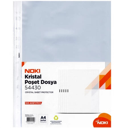 File protectie, A4, 60 microni, cristal, 100 buc/set - NOKI