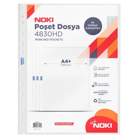 File protectie, A4, 55 microni,  cristal HD, 100 buc/set - NOKI