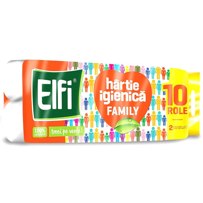 Hartie igienica, 10 role, 2 straturi - Elfi Family