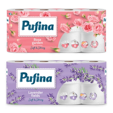 Hartie igienica, 8 role, 3 straturi - Pufina