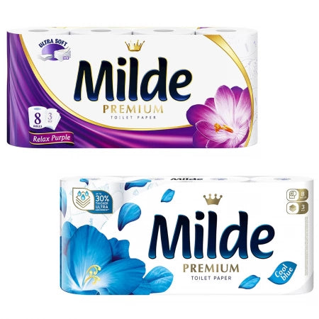 Hartie igienica, 8 role, 3 straturi - Milde Premium Parfum