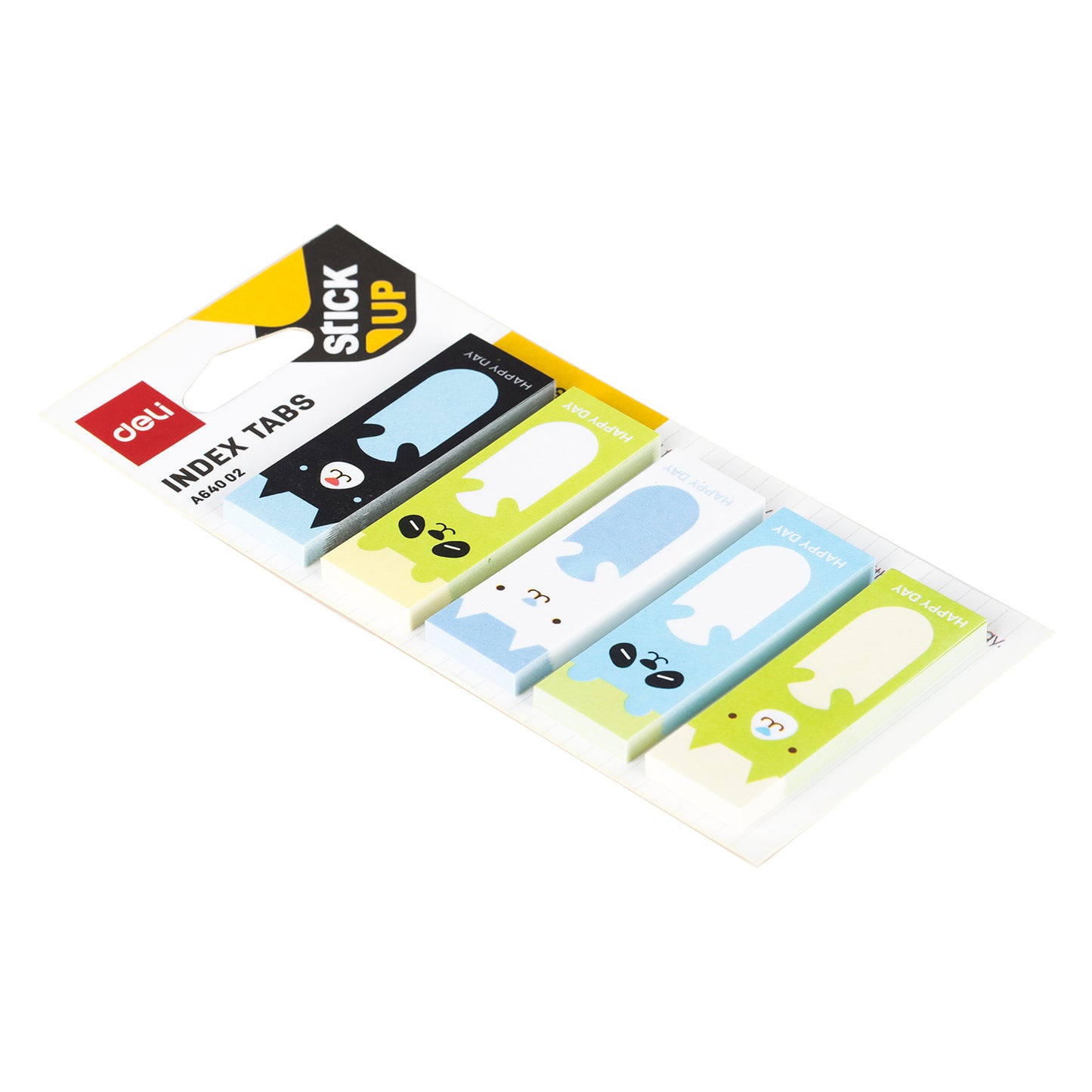 Index adeziv, hartie, 5 x 15 x 45 mm, 5 modele animale, buline, 30 file - Deli