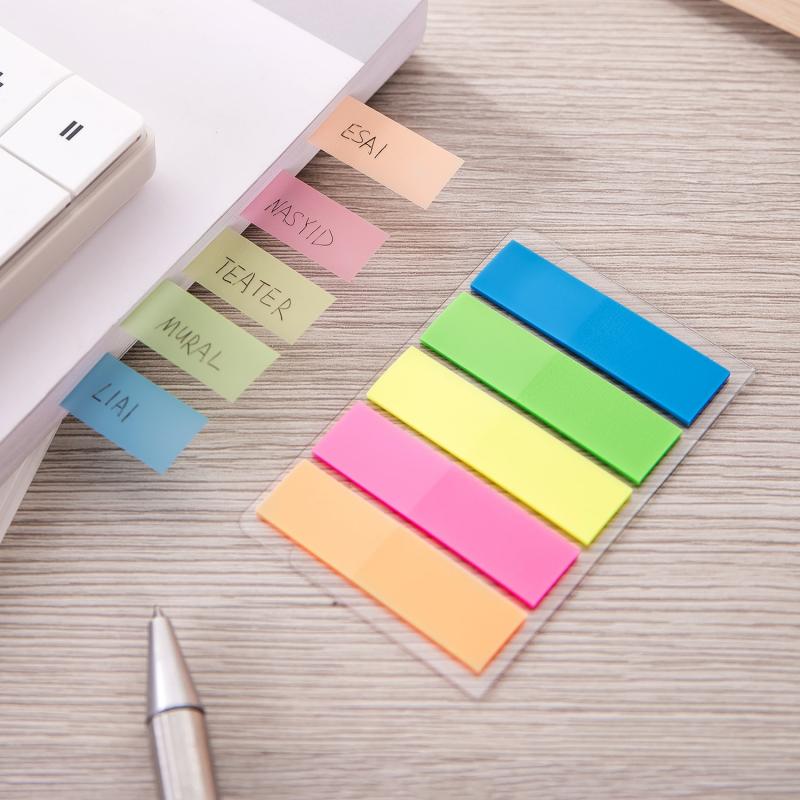 Index adeziv, plastic, 12 x 44 mm, 5 culori x 20 file - Deli