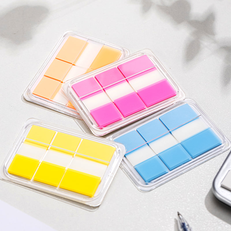 Index adeziv, plastic,  set 2 x 38 x 18 + 1 x 38 x25 mm, div culori x 20 file - Deli