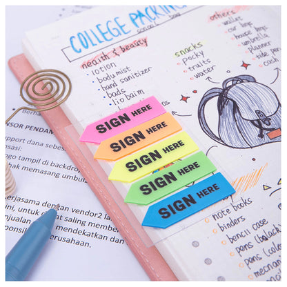 Index adeziv, plastic, SIGN HERE, 12 x 44 mm, 5 culori, 20 file - Deli