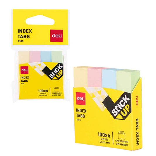 Index adeziv, hartie, 12 x 50 mm, 4 culori, 100 file - Deli