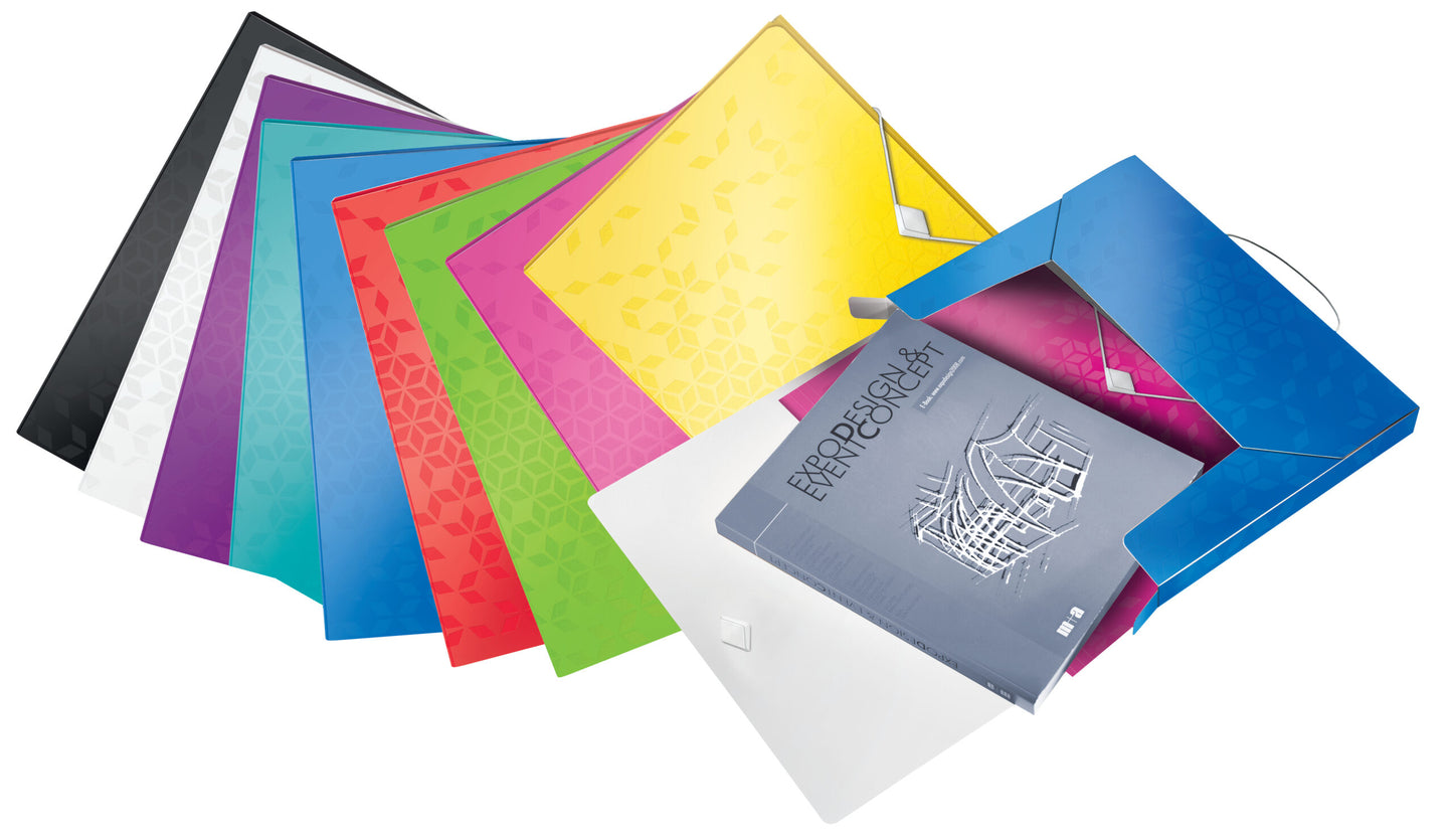 Mapa din plastic cu burduf, A4, cu elastic, 250 coli - LEITZ WOW Jumbo