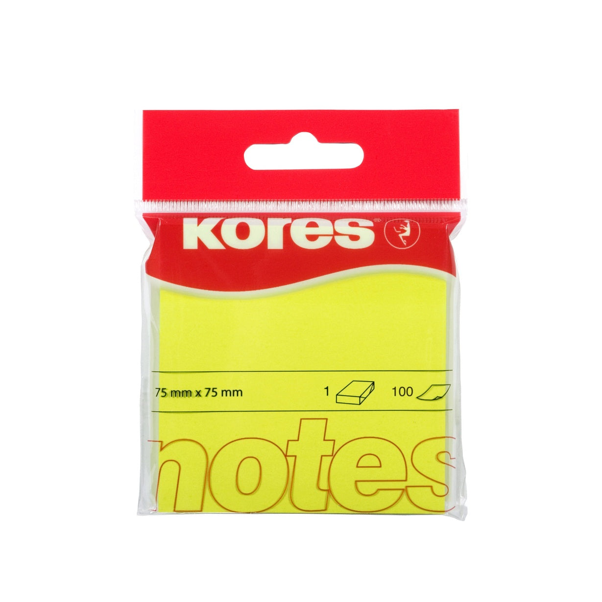 Notes adeziv, hartie, 75 x 75 mm, diverse culori, 100 file/set - Kores