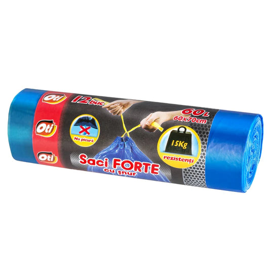 Saci menajeri, 12 bucati, cu snur 60L - Oti Forte