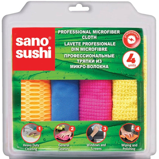 Lavete microfibra profesionale Sushi, 4 buc/set - SANO
