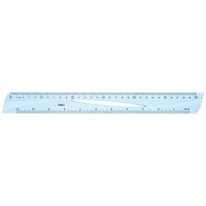 Rigla albastra transparenta 30 cm - DELI