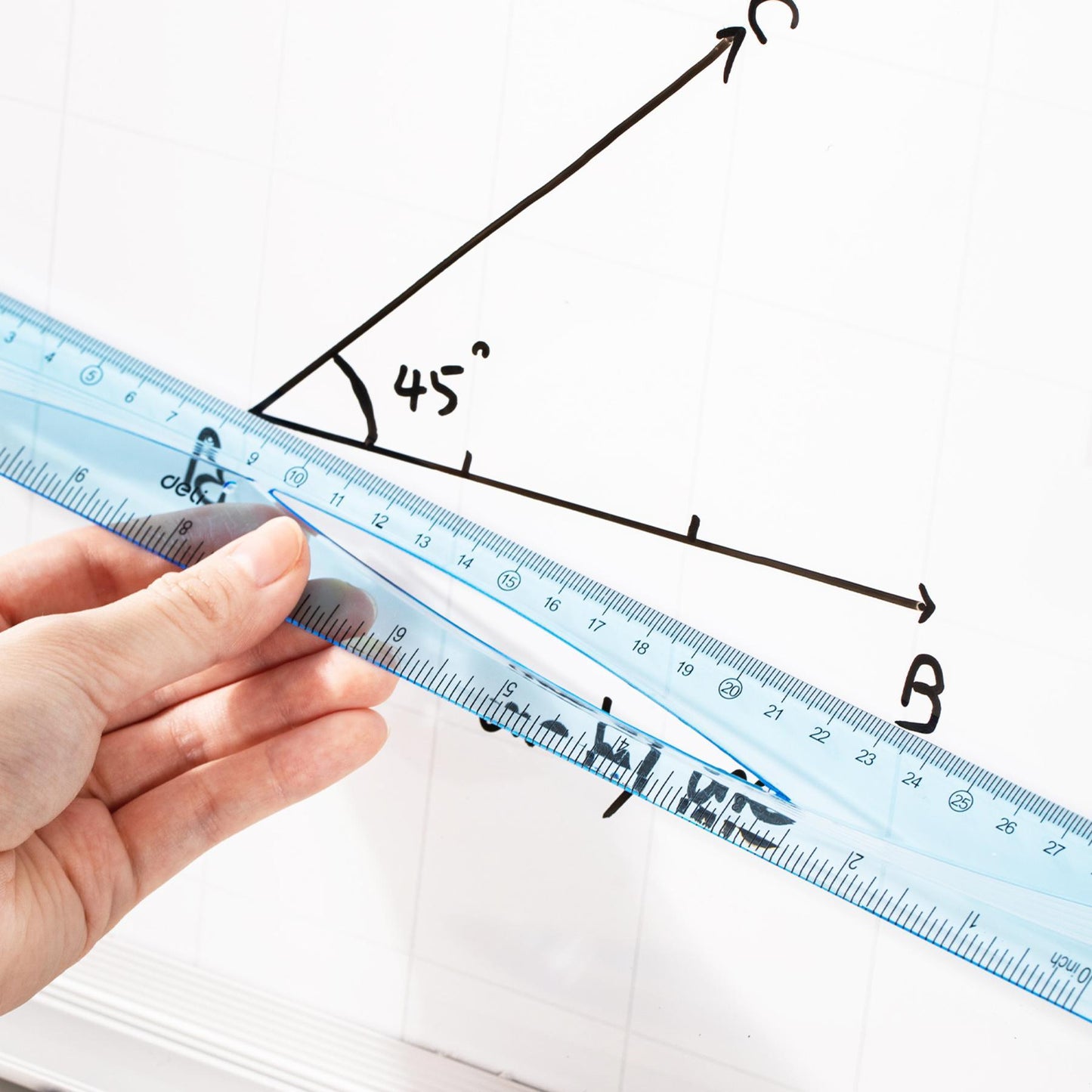 Rigla albastra transparenta 30 cm - DELI