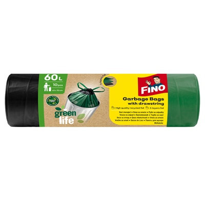 Saci menajeri, 10 bucati,  cu snur 60L - Fino Green Life