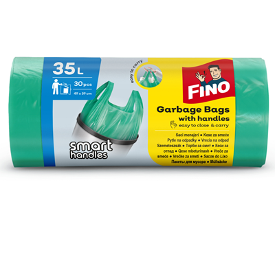 Saci menajeri, 30 bucati, cu manere 35L - Fino Smart Handles
