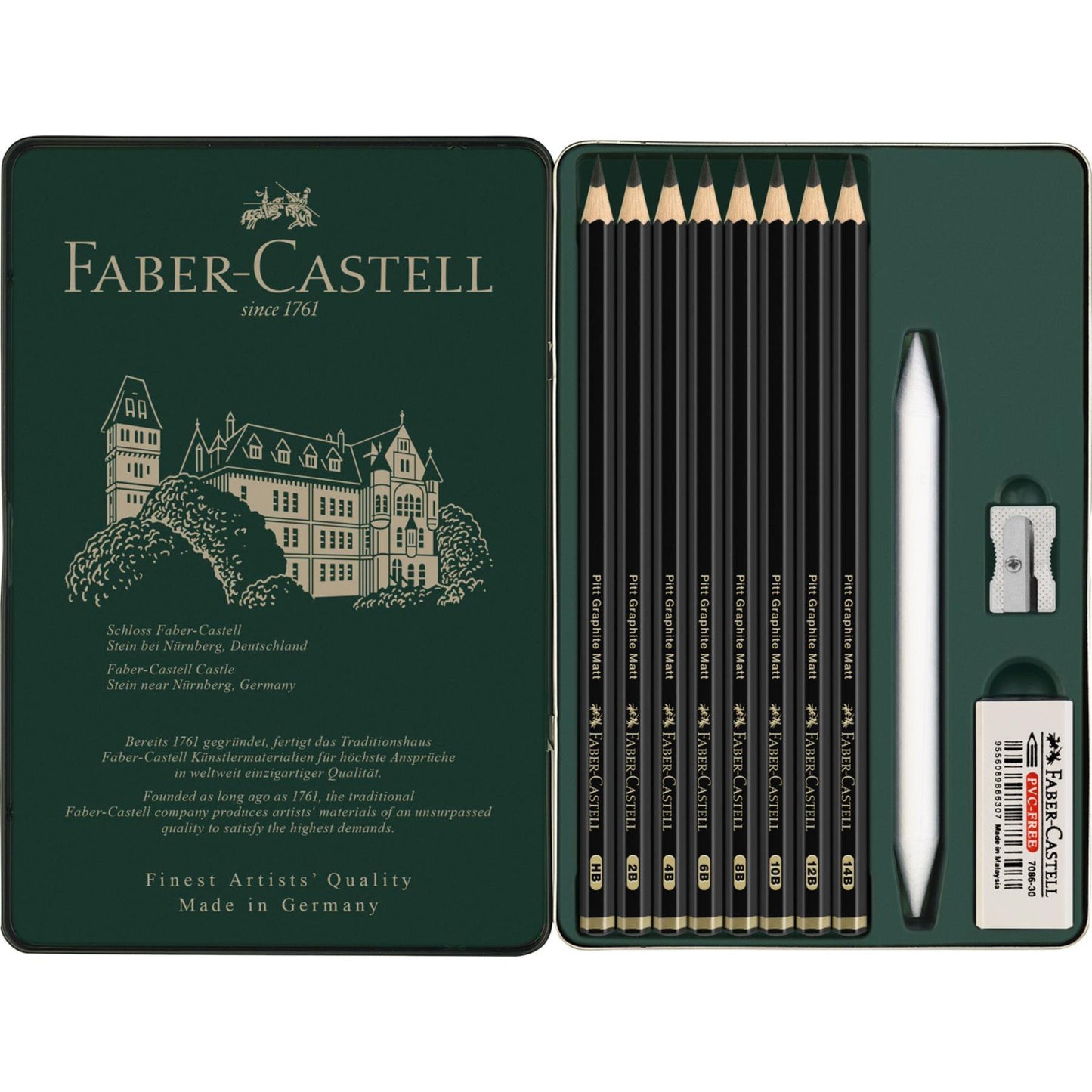 Creion grafit mat Pitt 11 buc/set - FABER CASTELL