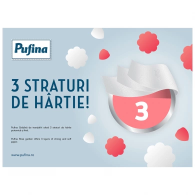 Hartie igienica, 8 role, 3 straturi - Pufina